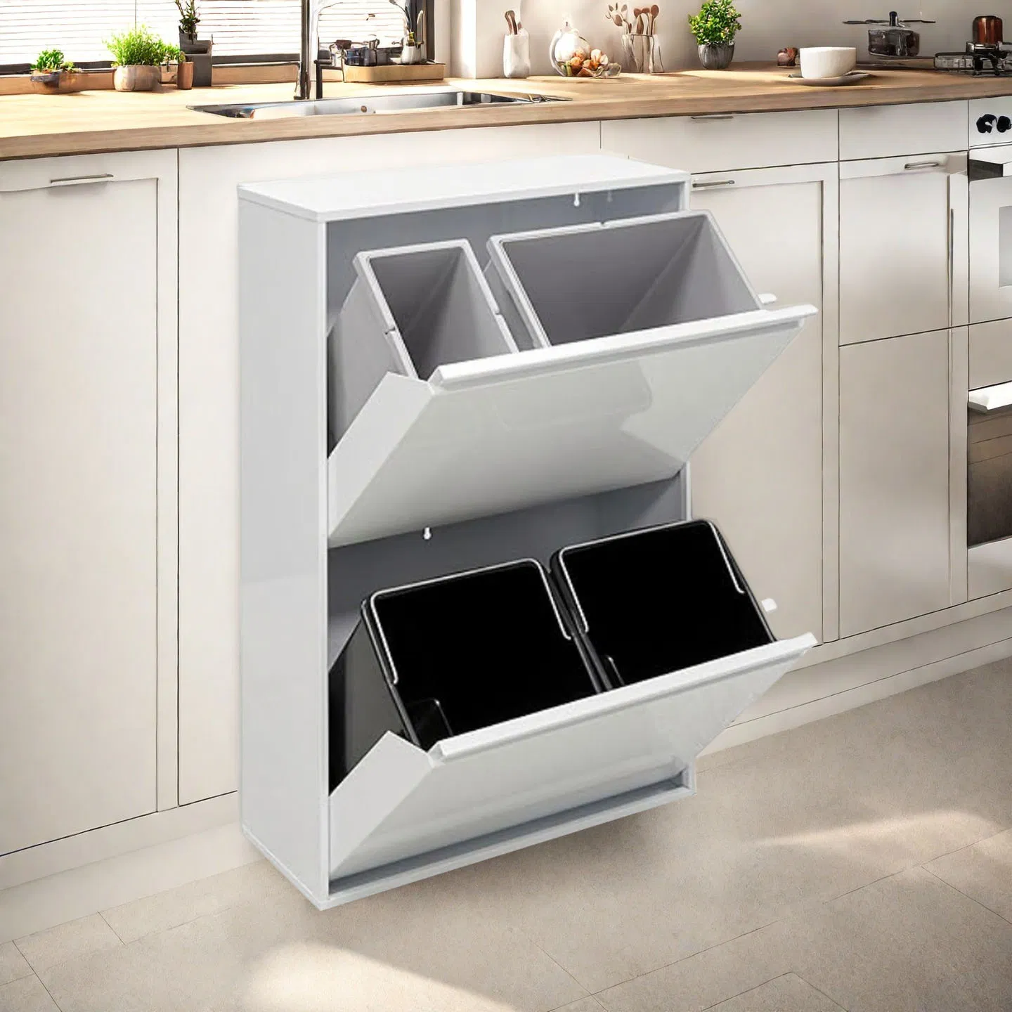 Выдвижной мусорный бак под столешницу для кухни