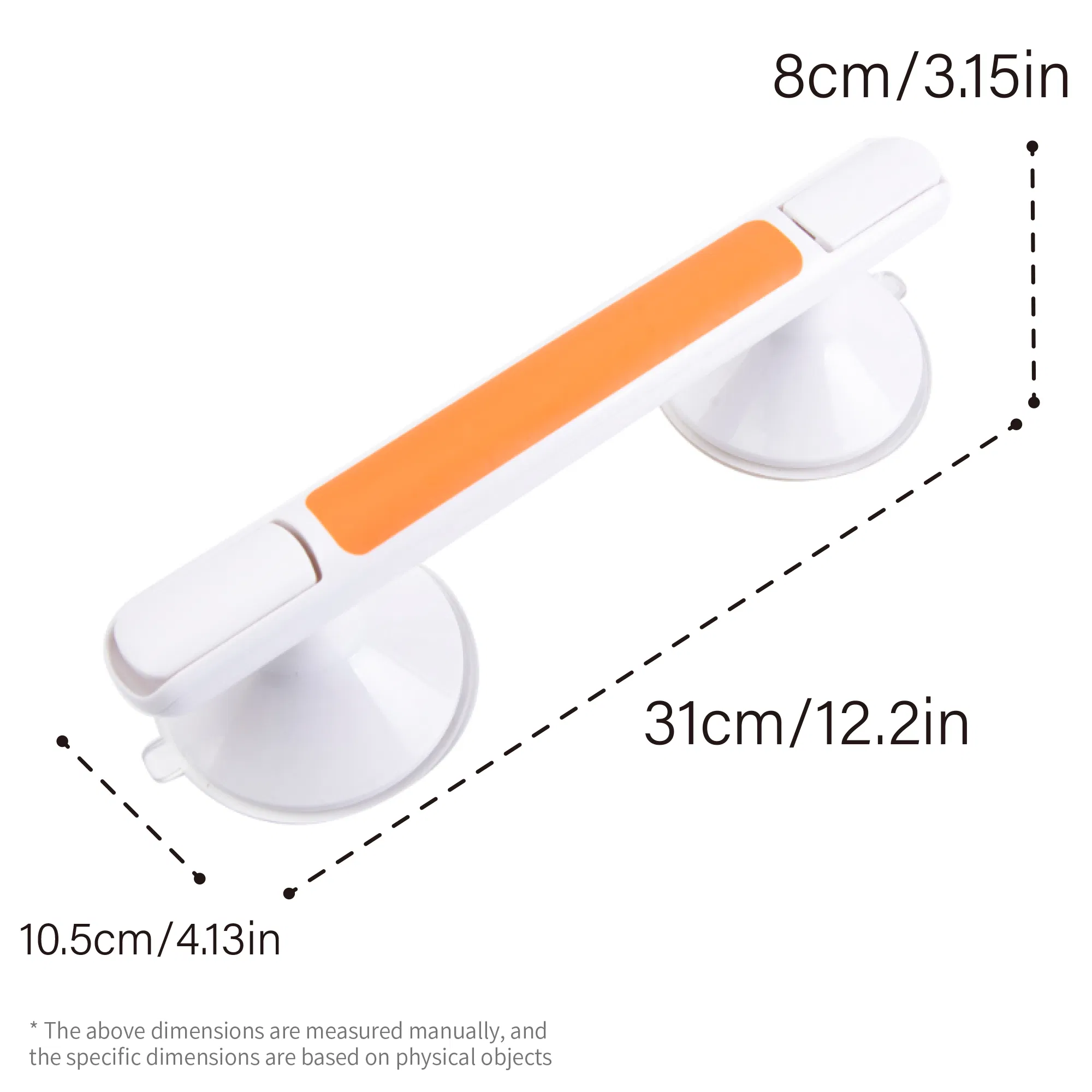 2 Pack 12-Inch Shower Grab Bars with Strong Suction Cups No-Drill Bath Safety Handle for Old People for for Bathtubs and Showers