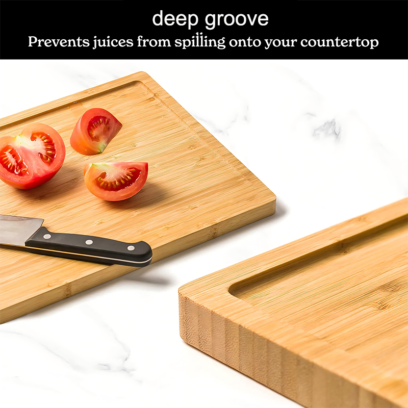 3-Piece Bamboo Wooden Cutting Chopping Board Set for Meat Cheese Bread Serving