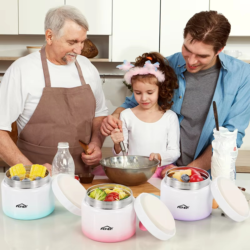 Aohea Food Jar Double Wall Stainless Steel Ther Simple Modern Food Jar for Hot Food Reusable Stainless Steel Vacuum Insulated Leak Proof Lunch Storage for Smoot