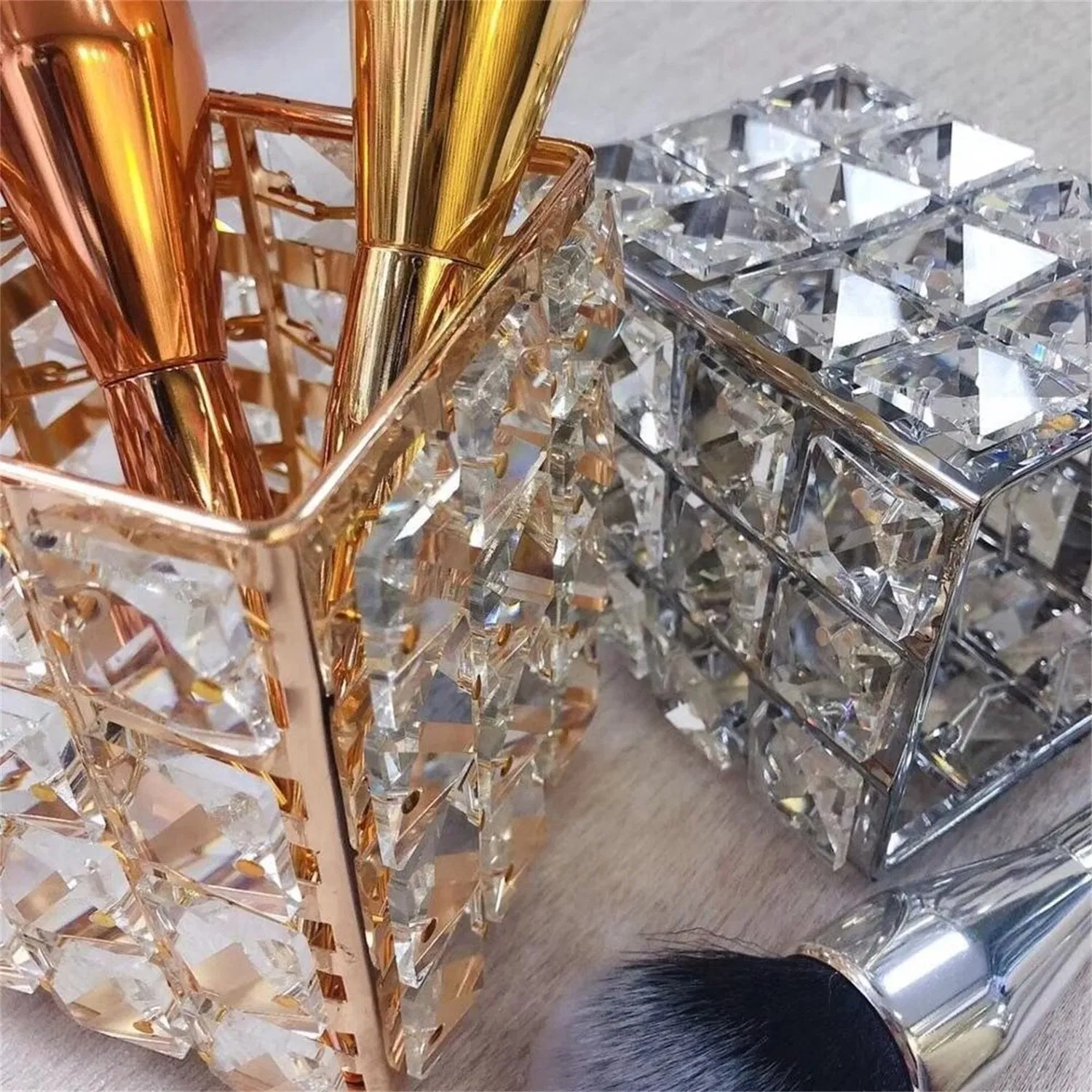 Nail Art Crystal Glass Pen Holder Storage Box Fashion European Desktop Barrel Nail Brush Tool Professional Decoration Barrel Storage Holder