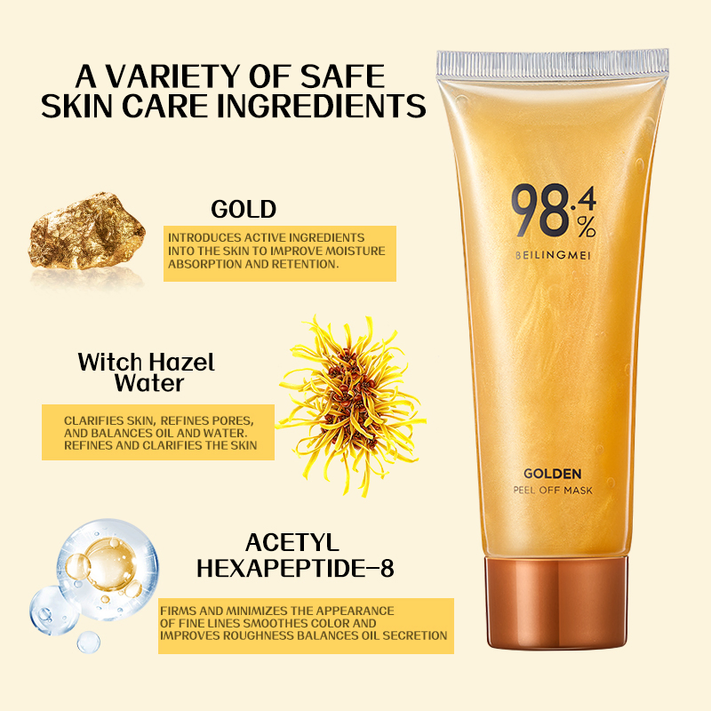 Gold Face Peel off Mask Deep Cleaning Dark Spots Nose Blackhead Remove Skin Care Peel off Mask