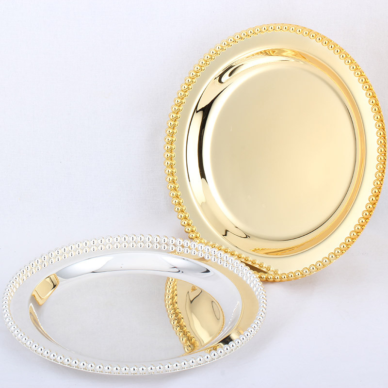 Wedding Metal Gold or Silver Plated Beaded Charger Plate for Party Banquet