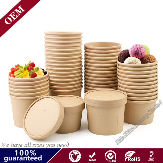 500ml Ice Cream Paper Ice Cream Bowl with Paper Lid