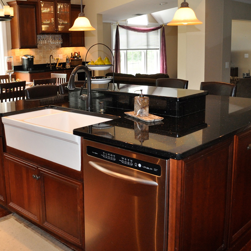 Polished Black Galaxy Granite Slabs Countertops for Villa Granite Stone Worktop