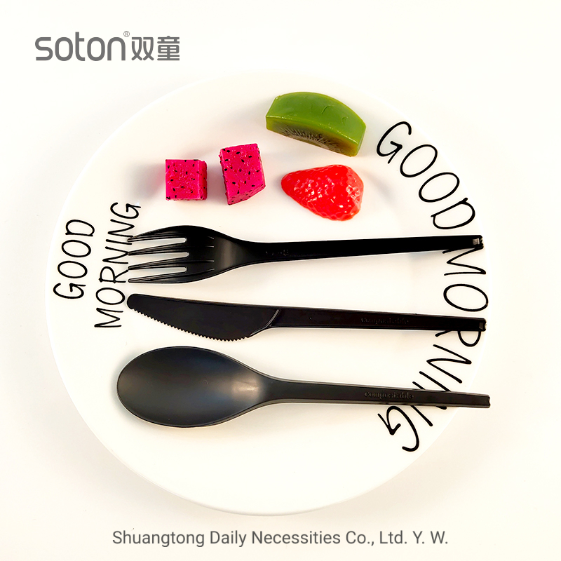 Biodegradable Cpla Knife Eco-Friendly Dinnerware Black Knife