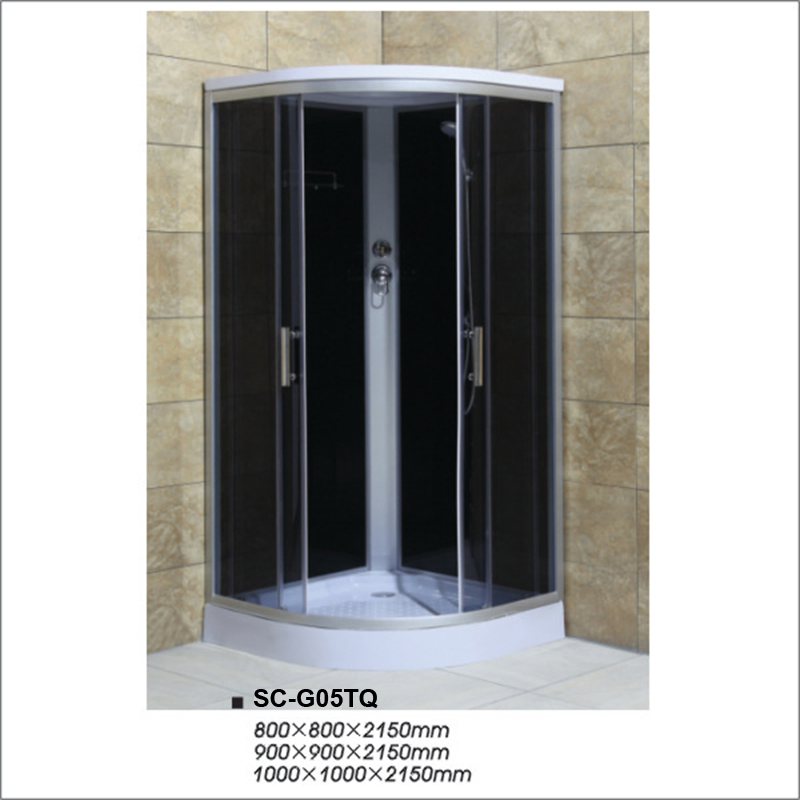 Mirror Black Gray Glass Shower Cabin with Top Shower Hand Shower Six Jets Computer Panel