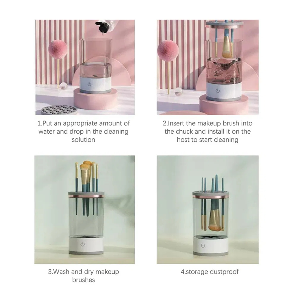New Cosmetic Cleaning Nail Products Portable Electric Automatic Makeup Roller Brush Cleaner Machine