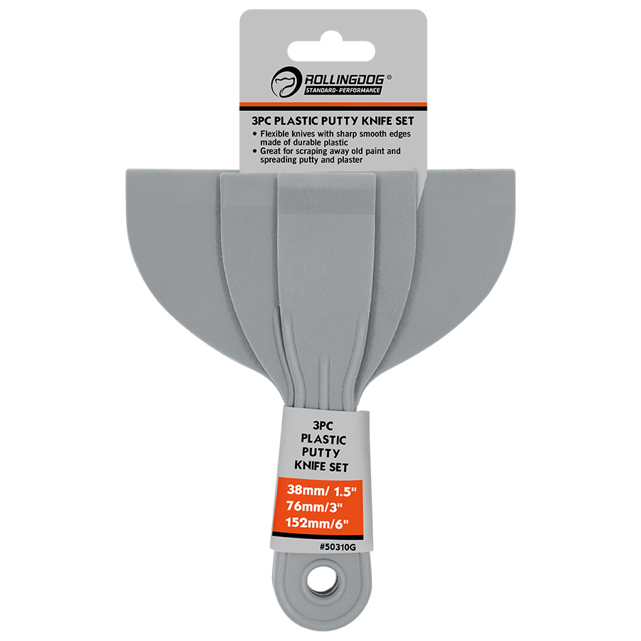 Rollingdog-Standard 50310g 3PC Plastic Putty Knife Set Scrap Paint and Spread Putty and Plaster.