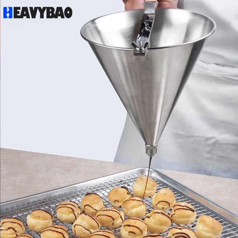 Heavybao Stainless Steel Pastry Confectionery Chocolate Cream Cake Funnel