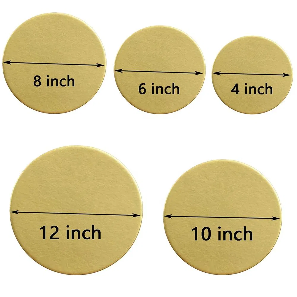 Gold and Silver Round Cake Drum Board Cardboard Meat Fish Smoked Salmon Board with Embossing and Matte Lamination
