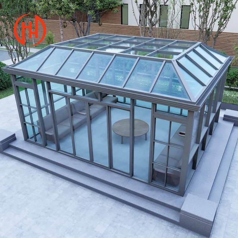 Customized Glass House Aluminum Winter Garden Sunroom Triangle Greenhouse