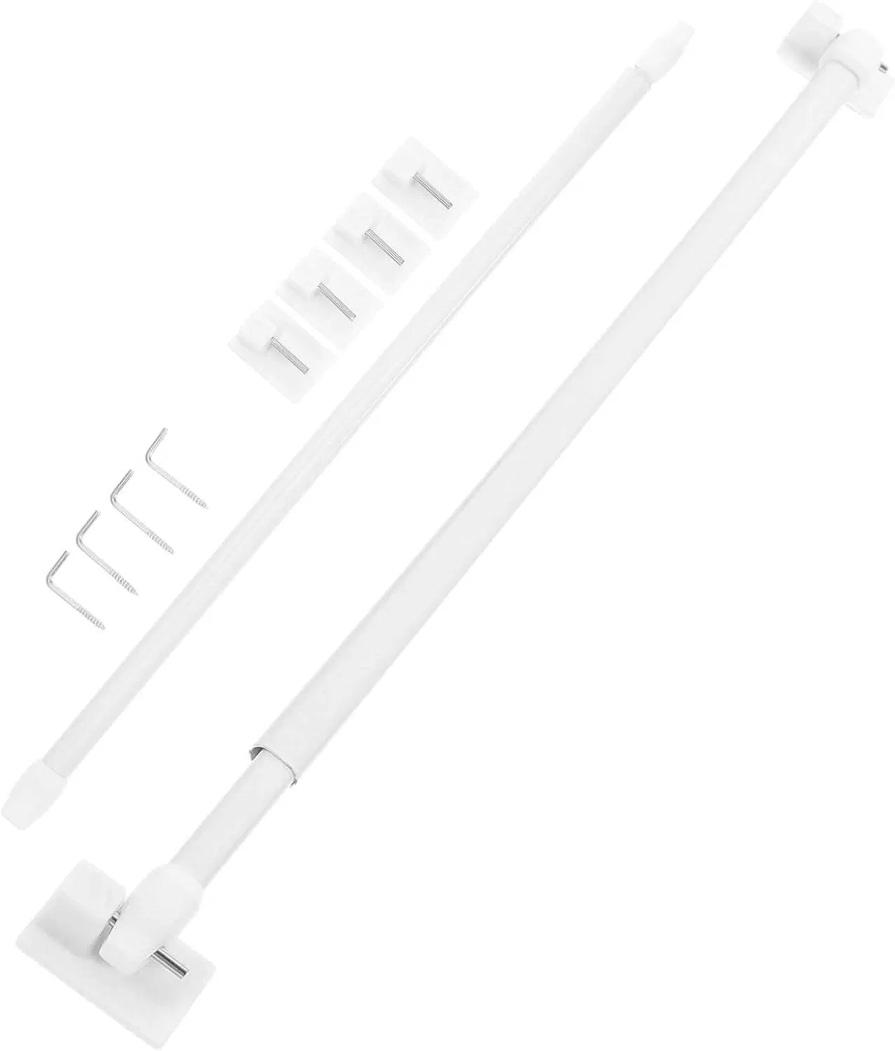 Stick Mini Curtain Rod with Finial with Hole, Extendable Curtain Tension Rod, White Tension Curtain Rod for Windows