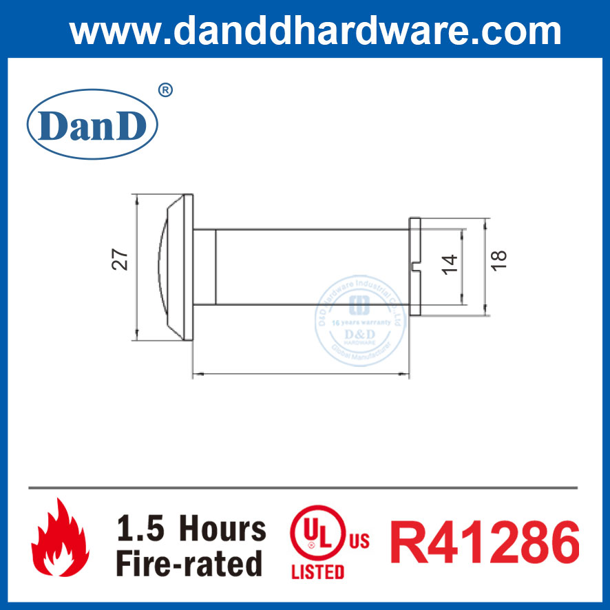 UL Listed Fire Rated Wide Viewing Angle Hole Hidden House Door Peephole