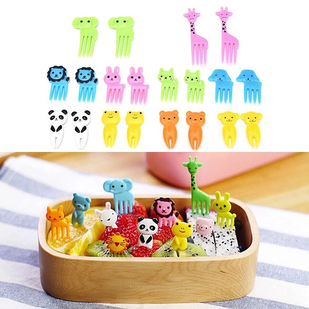 Aohea Dessert Forks for Cakes Desserts Fruit Assorted Cartoon Animal Fruit Fork