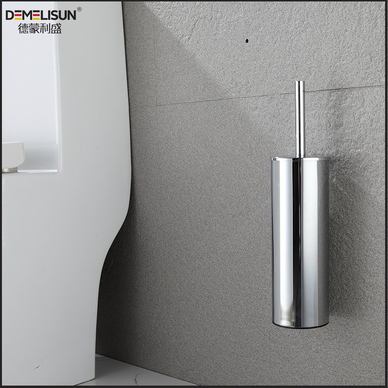 SS304 Wall Mounted Bathroom Cleaning Accessories Round Type Toilet Brush Holder