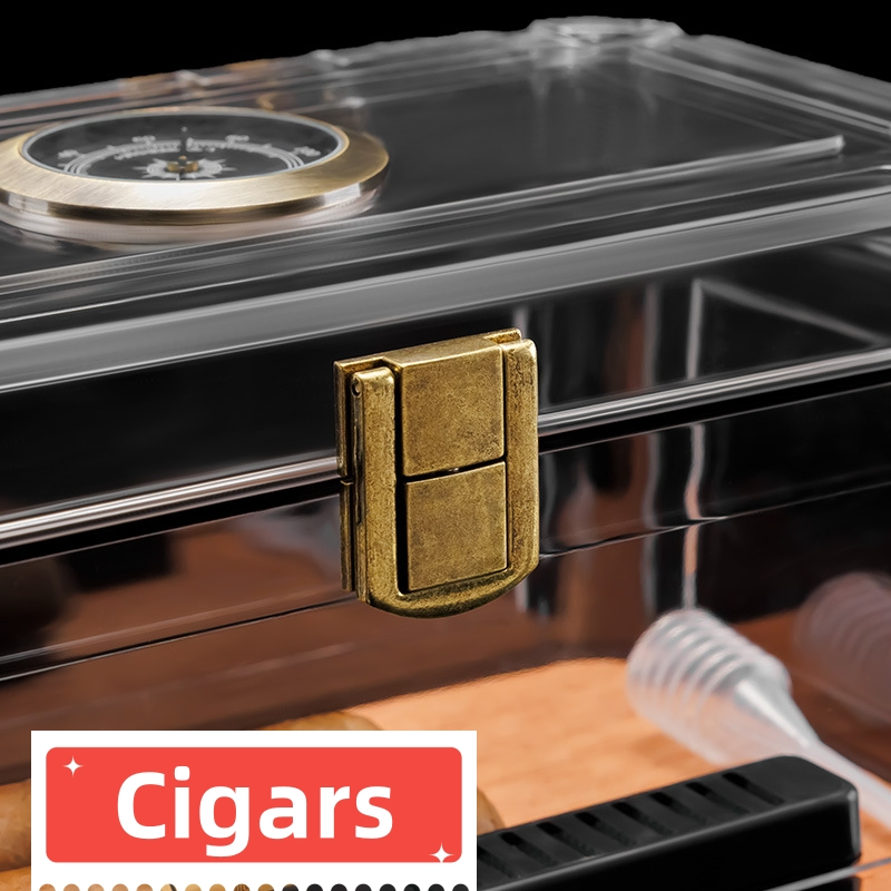 High Quality Transparent Acrylic Lock Cigar Humidors