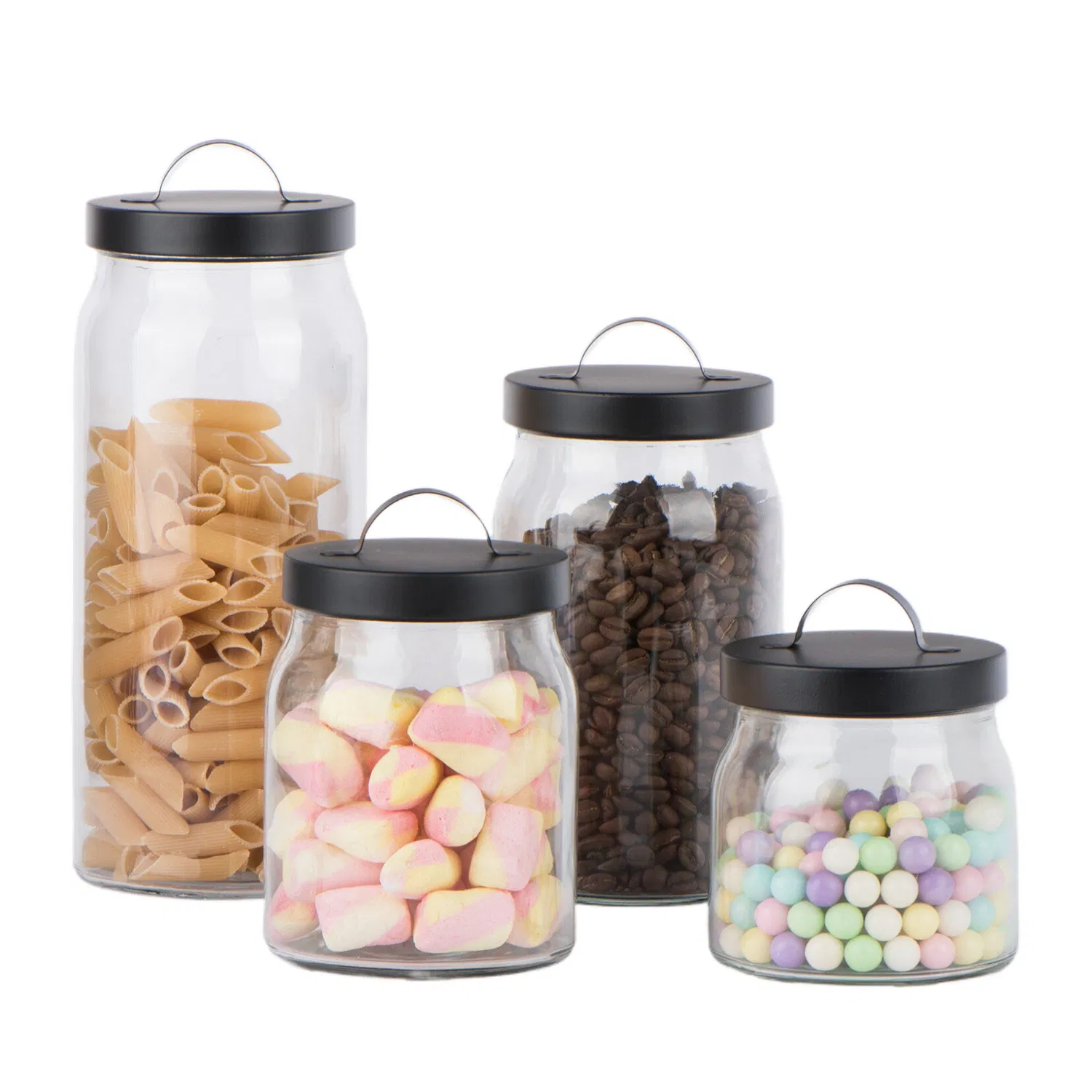 Стеклянная банка для хранения еды с металлической крышкой