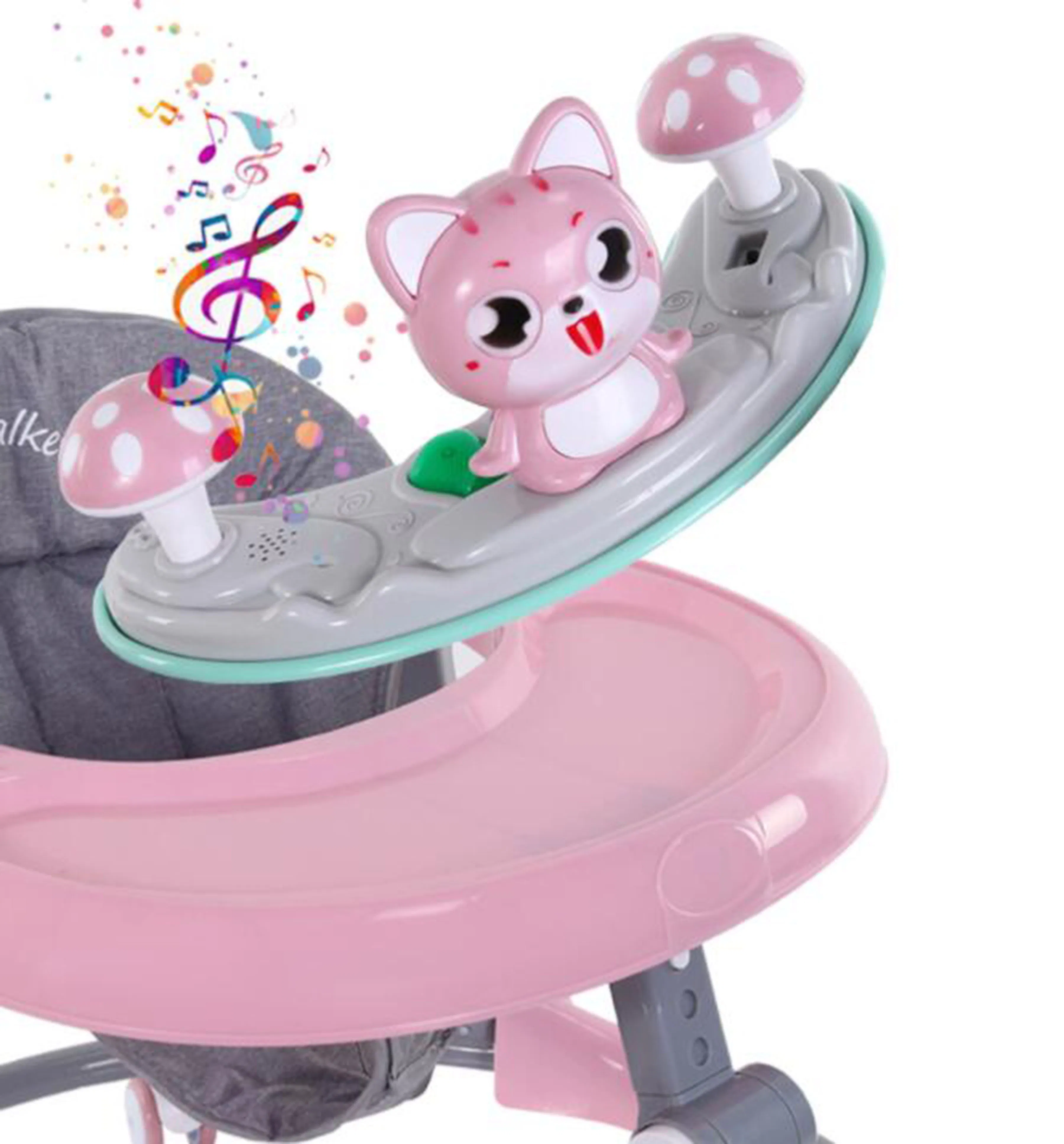 Multifunctional Baby Walker Musicl Wheels Adjustable Anti-O-Leg Baby Trolley