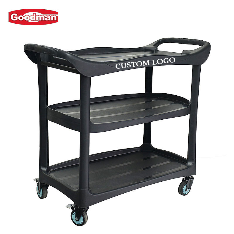 Factory Prices Hotel Restaurant Utility Cart Kitchen Equipment 3 Tier Plastic Service Cart Food Trolley