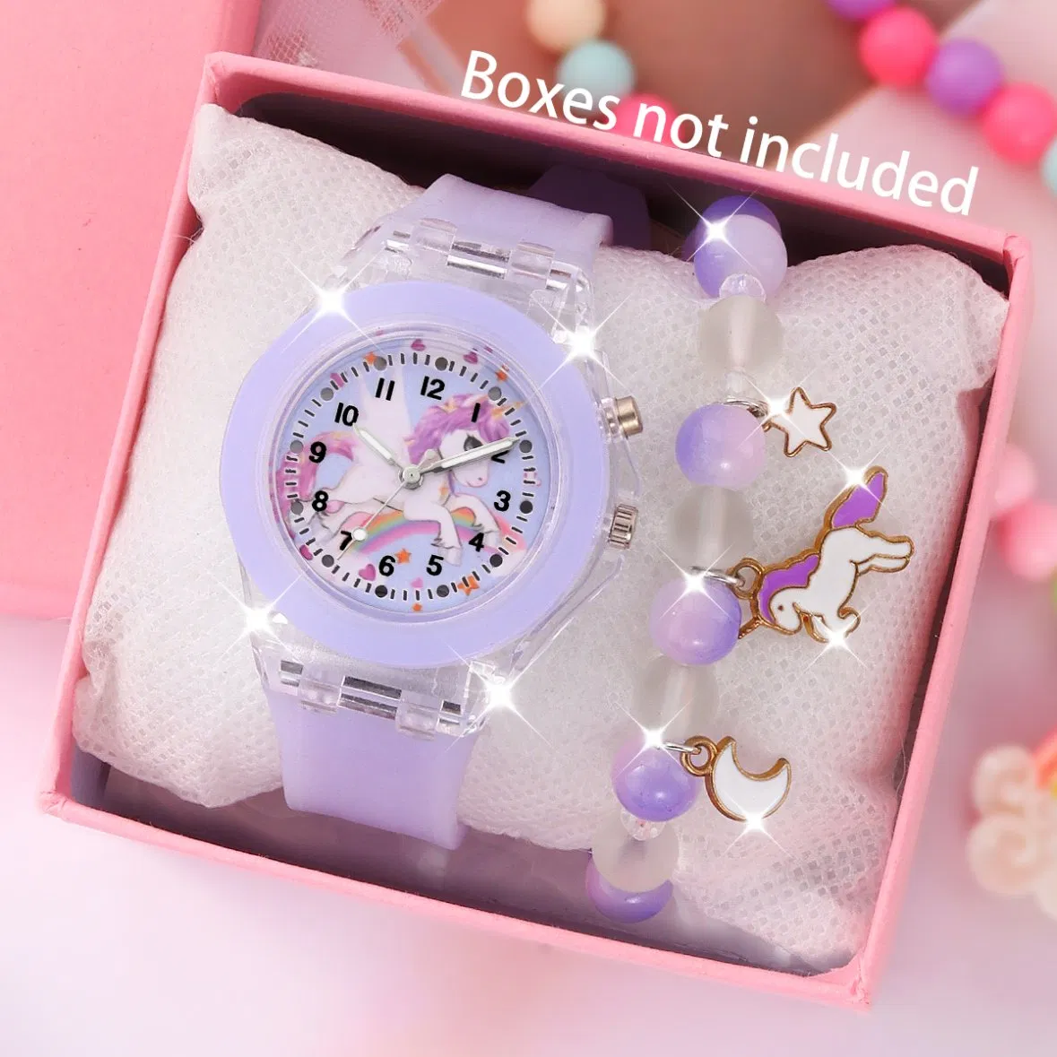 2 Colors Quartz Watch Set Girl Child Unicorn Bracelet Fantasy Theme
