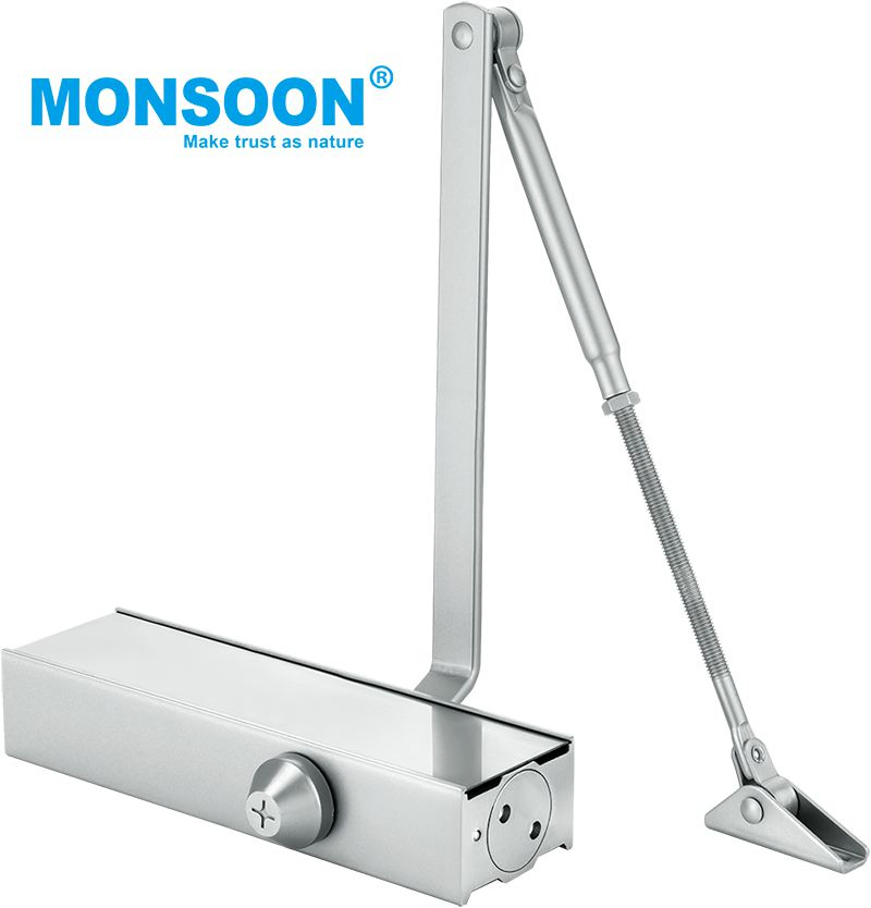 Commercial Stainless Steel Door Closer Hydraulic Steel Spring Loaded Top Mounted Sliver Automatic Soft Close Door Closer