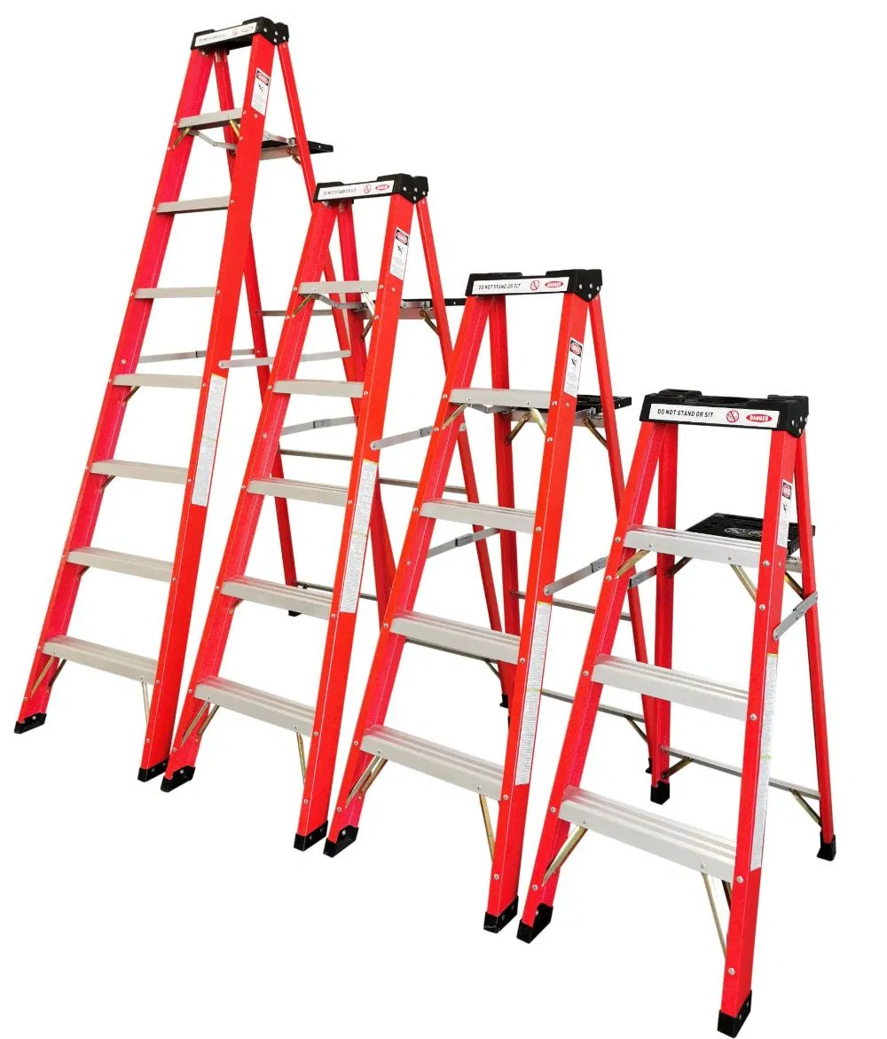 En131 Industrial Style Fiberglass a-Type Ladder 8FT Fiberglass Ladder with Special Packaging Suit for European Market Standards for Online Selling Ladder