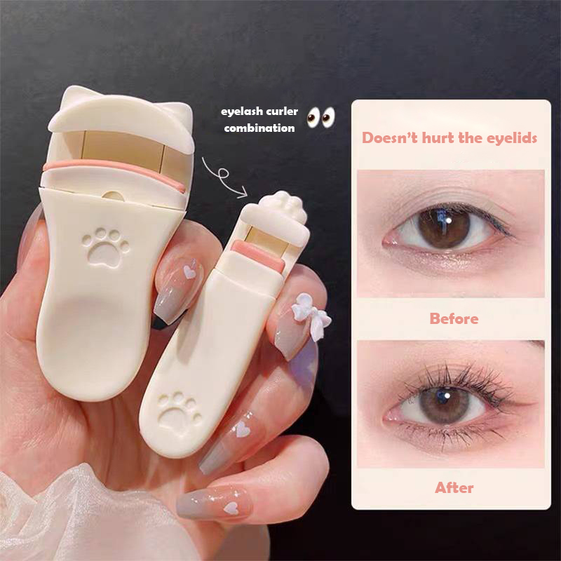Wholesale Custom Mini Portable Cat Claw Shape Eyelash Curlers Travel Plastic Eyelash Curlers Set