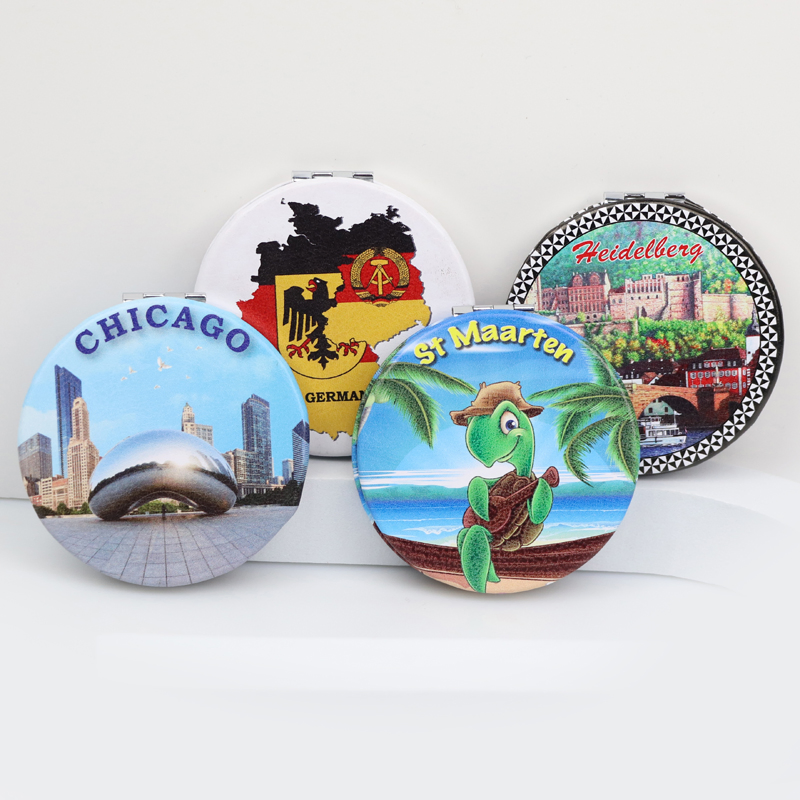 Custom Design Round Square Heart Shape Souvenir Compact Pocket Makeup Mirror