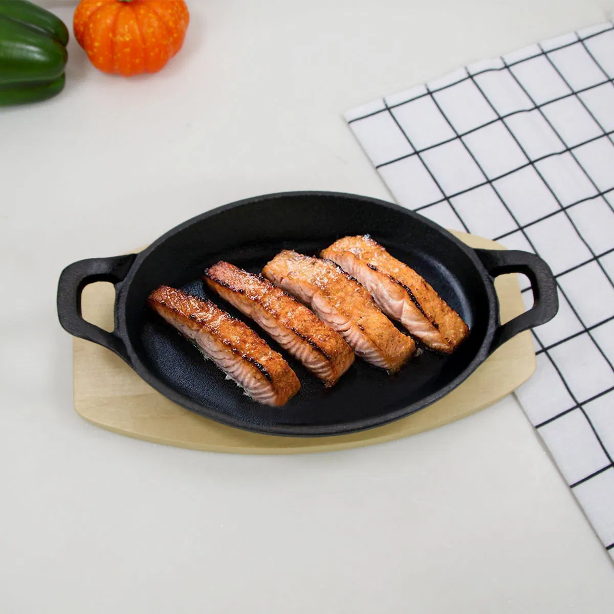 8.6"X6.1" Induction Non-Stick Full Size Cast Iron Sizzling Pan Sandwich Maker