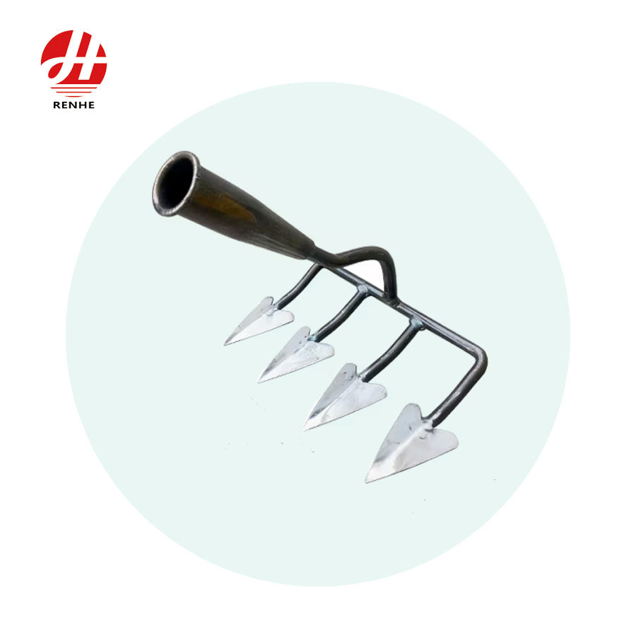 High Quality Custom Agriculture Tools Farming Hoe Garden Tool Four-Teeth Triangular Hoe
