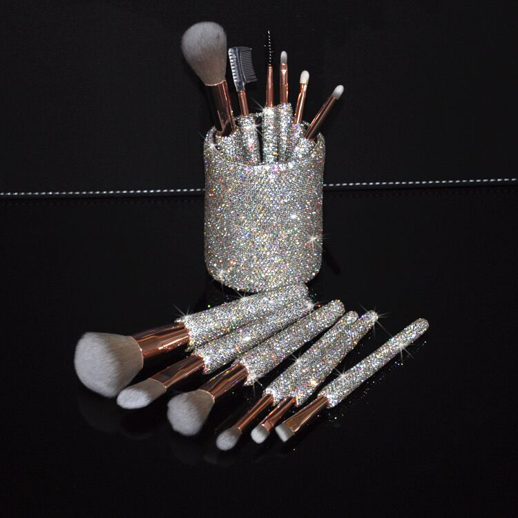 Luxury 12PCS Bling Make up Brushes Diamond Rhinestone Makeup Brush Set