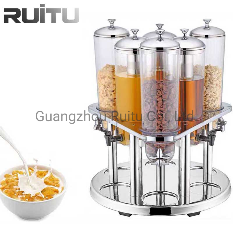 3 Tank Shop Home Cereal Dispensers Bulk Snack Dry Food Display Holder Stainless Steel Restaurant Hotel Triple Cereal Dispenser
