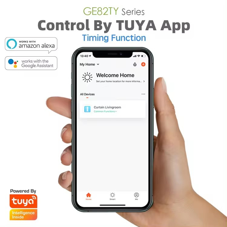 Tuya WiFi Curtain Motor Customizable Electric Curtain Motor Motorized Aluminum Rod