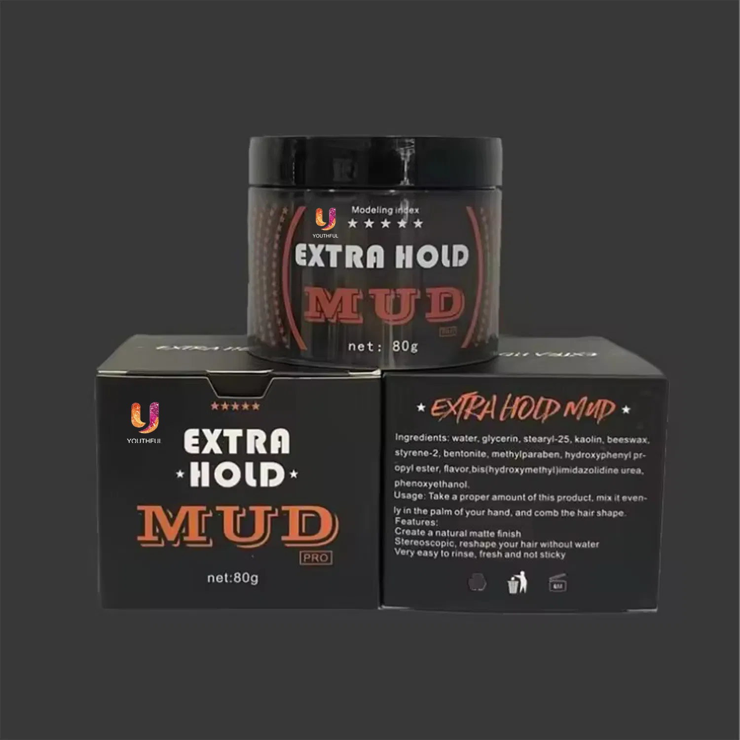 Natural Look Strong Hold Men Hair Clay Mud