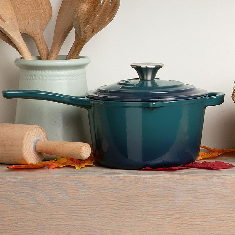 Household Items Round Enamel Milk Boil Soup Pot Saute Pan Enamel Saucepan Cast Iron Cookware with Lid