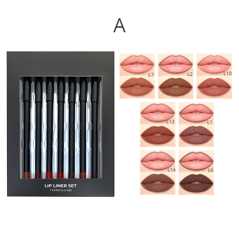 7PCS Black Lip Liner Set Cruelty Free Waterproof Matte Lip Liner Pencil Accept Private Label Vegan Lip Liner