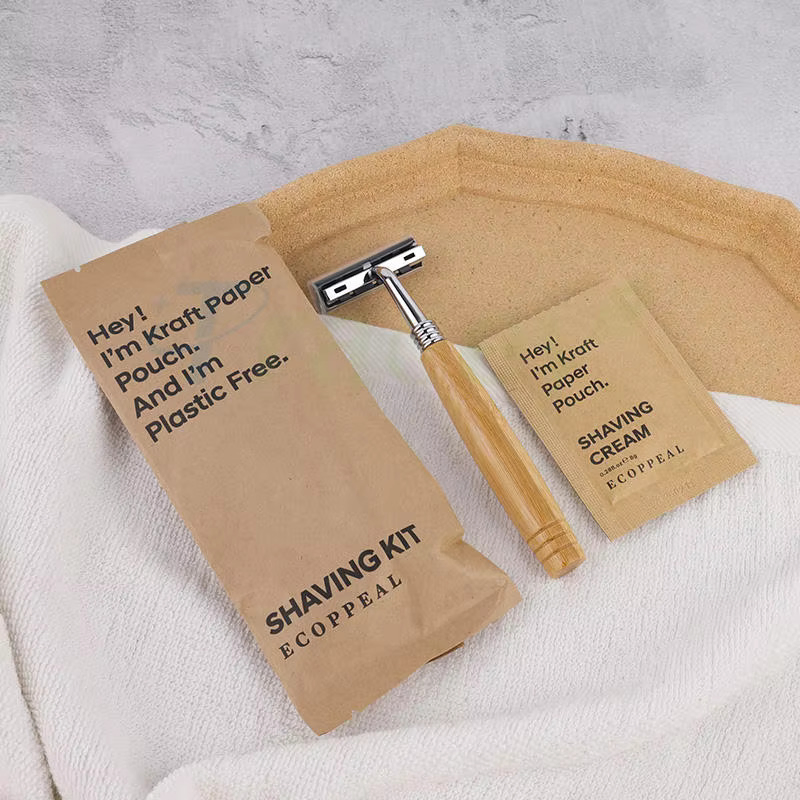 Convenient Hotel Supplies Environmentally Friendly Set Disposable Kraft Paper Bag Packaging Biodegradable