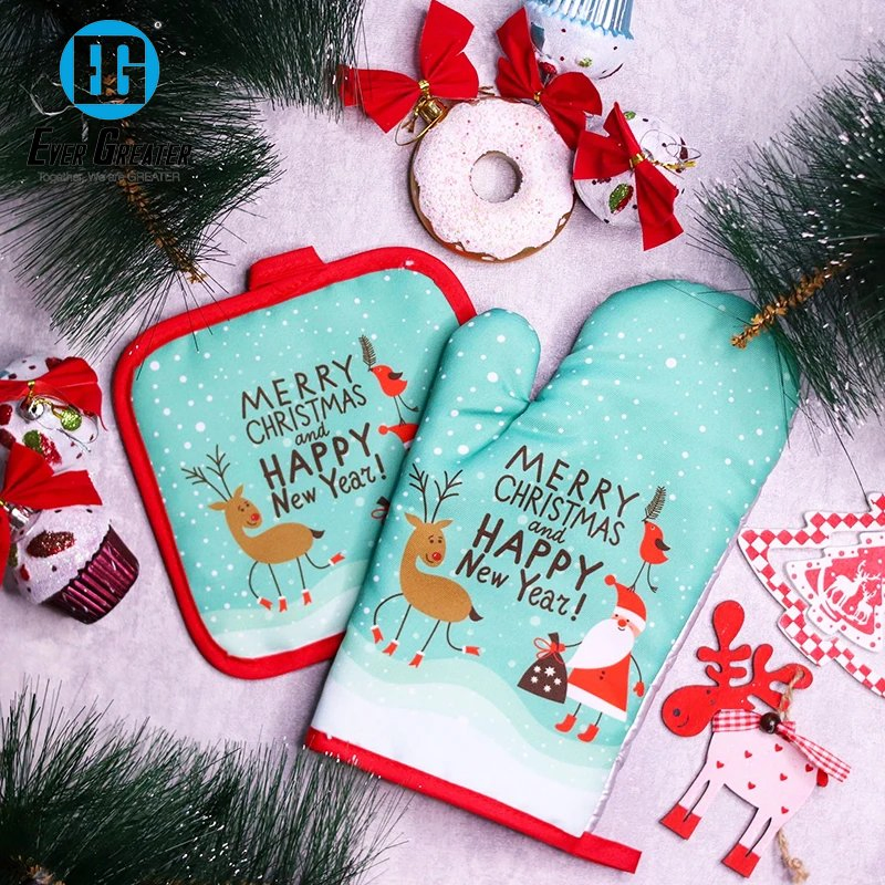 Custom Heat Resistant Print Oven Mitts Premium Cotton Oven Mitts for Christmas Gifts Personalized Cooking Accessories
