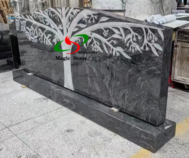 Wholesale Funeral Carved Granite Headstones Monuments Tree Design Slab Tombstone