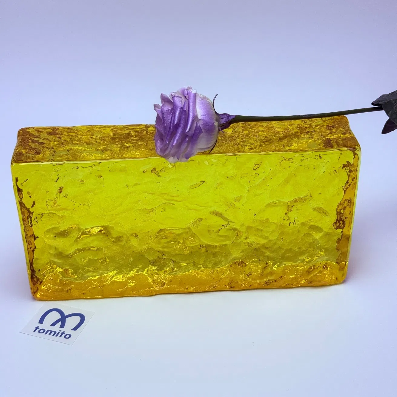 Guangzhou Wholesale 100mmx200mm Golden Yellow Art Decorative Partition Glass Brick Block for Bathroom Shower