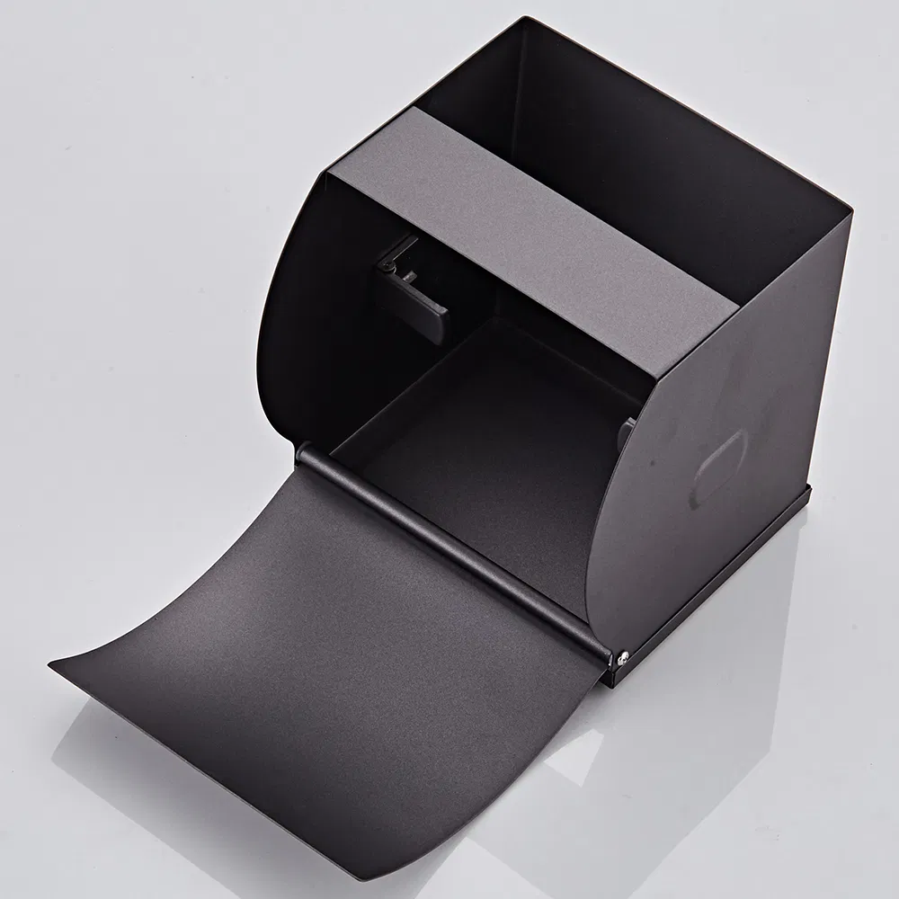 High Quality Bathroom Tissue Paper Holder Gun Grey Brass Toilet Tissue Box Wall Mounted Simple Modern Style