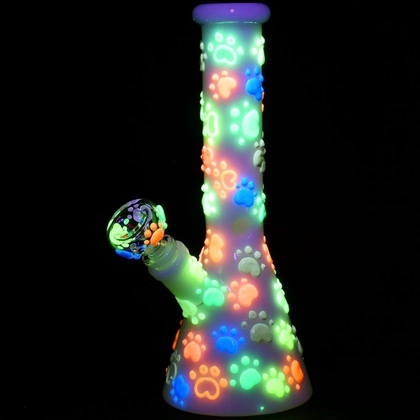 Glow in The Dark Paws Beaker Smoking Pipe