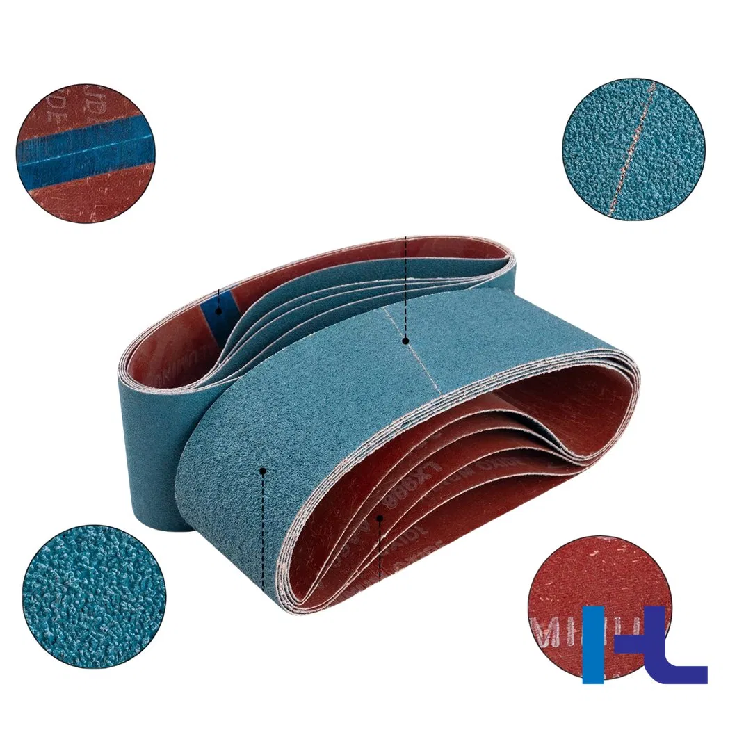 60 80 100 Grit Aluminium Oxide Silicon Carbide Zirconia Oxide Sand Conditioning Belt for Polishing Wood Stainless Steel Metal Surface Grinding and Rust Removing