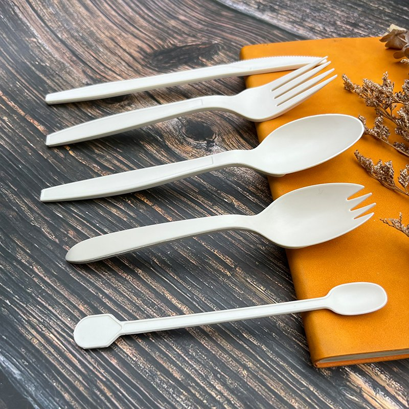 China Factory Eco Food-Grade Disposable Knife, Fork and Spoon Biodegradable Tableware Set