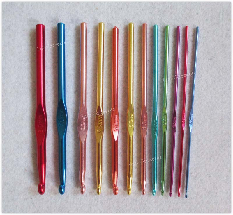 6 Sizes Aluminum Crochet Hook Knitting Needles Plastic Handle