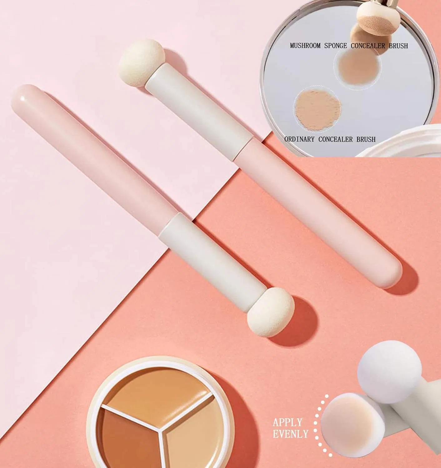 Mushroom-Head Concealer Round Sponge Brush Tear Troughs Eyeshadow Brush Tool