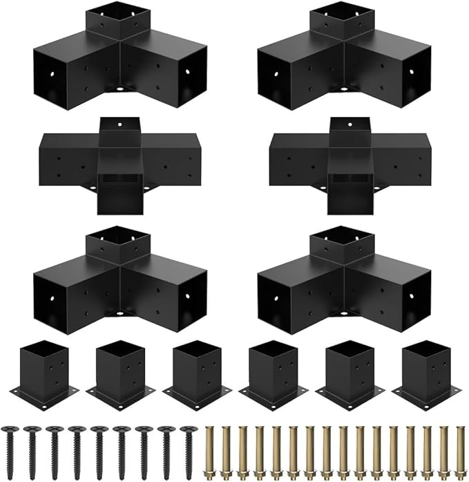 Pergola Brackets Kit 4X4, 3-Way Right Angle Corner Brackets