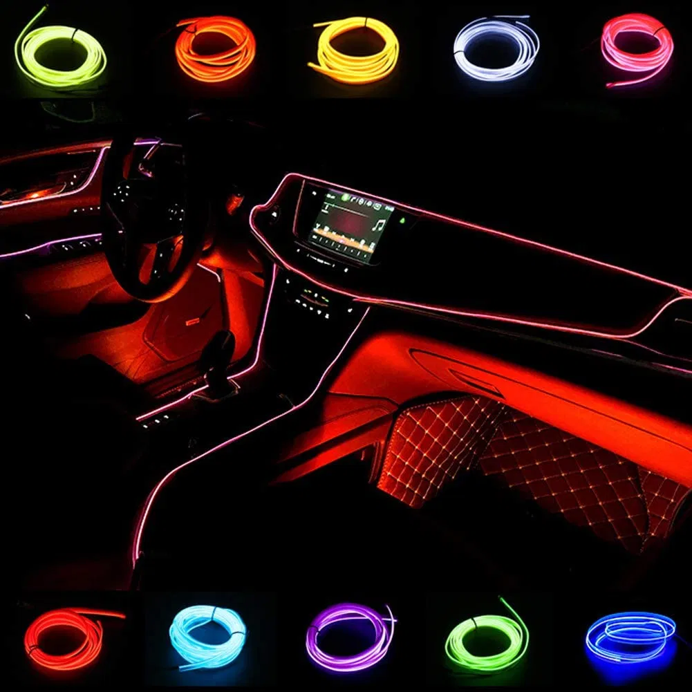 Светодиодная лента EL для авто, 5м, 10 цветов, USB