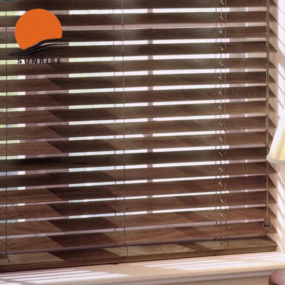 Factory Direct Sale Remote Control 25mm 35mm 50mm Wooden Venetian Blinds Outdoor Wooden Blinds